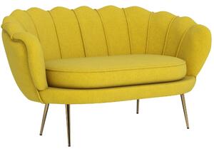 HOMCOM Divanetto 2 Posti in Stile Industrial Chic in Tessuto Effetto Velluto e Metallo, 130x77x77 cm, Giallo