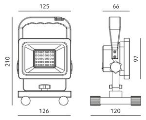 LED Faro portatile TIGRA LED/20W/3,7V 4000K IP54 4400 mAh nero/giallo