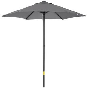 Outsunny Ombrellone da Giardino 2x2 m a 6 Stecche con Presa d'Aria, in Alluminio, Metallo e Poliestere Grigio Scuro
