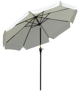 Outsunny Ombrellone Rotondo Inclinabile con Manovella, in Alluminio, Metallo e Poliestere, Ø266x248.5 cm, Bianco Crema