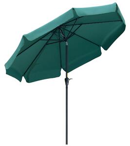 Outsunny Ombrellone Rotondo Inclinabile con Manovella, in Alluminio, Metallo e Poliestere, Ø266x248.5 cm, Verde