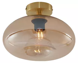 Plafoniera Art Déco in ottone con vetro ambra - Busa
