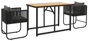 Outsunny Set da Giardino 3 Pezzi in Rattan con 2 Sedie 50x51.5x67 cm e Tavolo 110x60x75 cm in Legno Composito|Aosom