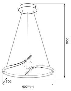 Lampadario LED a sospensione con filo PERLA LED/34W/230V nero