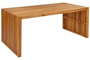 Tavolo da pranzo da giardino in legno massiccio di acacia chiaro 180 x 90 cm 6 posti a sedere rettangolare per interni e per esterni Rustico Beliani