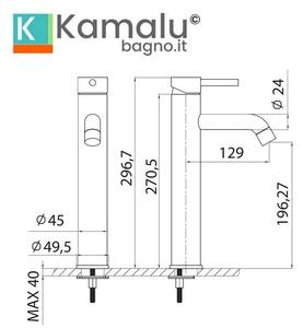 Miscelatore lavabo alto linea curva finitura oro spazzolato acciaio inox | KAM-ARTE ORO - KAMALU