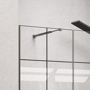Porta doccia 141-144 cm telaio nero opaco vetro serigrafato | KAM-P5000 - KAMALU