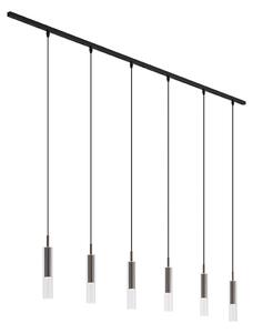 Sistema di illuminazione a binario moderno nero con 6 lampade a sospensione bronzo scuro monofase - Slimline Loyce
