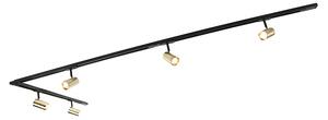 Sistema di illuminazione a binario moderno con 5 faretti oro 1 fase - Iconic Jeana