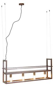 Lampada a sospensione industriale ruggine con mensola 4 luci - Cage Rack