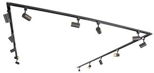 Sistema di illuminazione a binario moderno con 14 faretti neri monofase - Iconic Jeana