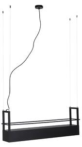Lampada a sospensione industriale nera con mensola 4 luci GU10 - Cage Rack