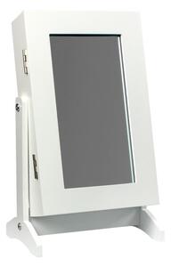 Piccolo portagioie bianco con specchio 21 x 15 x 35 cm