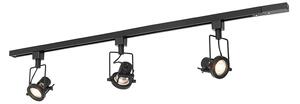 Sistema di illuminazione a binario moderno con 3 faretti neri monofase - Iconic Suplux