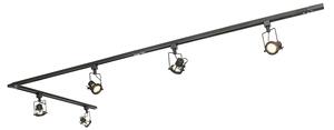Sistema di illuminazione a binario moderno con 5 faretti nero 1 fase - Iconic Suplux