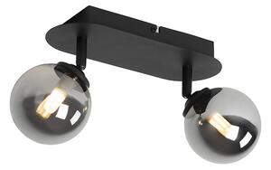 Faretto moderno nero con vetro fumé 2 luci - ATHENAS