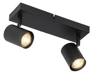 Plafoniera moderna nera a 2 luci rettangolare regolabile - Jeana