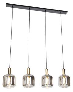 Lampada a sospensione intelligente nera con vetro fumé 4 luci incl. Wifi A60 - Zuzanna