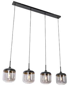 Lampada a sospensione di design nera con vetro oro e fumé 4 luci - Kyan