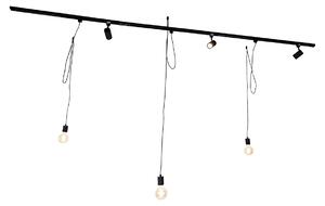 Sistema di illuminazione a binario Smart nero 3 faretti e lampada a sospensione monofase - Iconic Cavalux Jeana