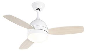 Ventilatore da soffitto bianco con stampa legno 96 cm con telecomando - Rotar