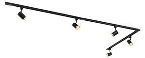 Sistema di illuminazione a binario moderno con 5 faretti nero oro 1 fase - Iconic Jeana
