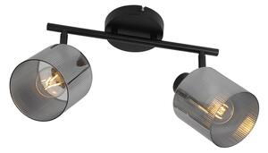 Faretto da soffitto nero con vetro fumé 2 luci orientabile - Laura
