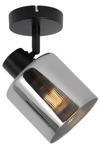 Faretto da soffitto Art Déco nero con vetro fumé regolabile - Laura