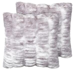 Set di 2 cuscini decorativi in pelliccia ecologica grigio chiaro 45 x 45 cm Morbidi e soffici cuscini sparsi Beliani