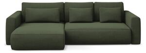 Divano angolare color kaki allungabile/con contenitore (con penisola a sinistra/con chaise lounge) Kapua – Makamii