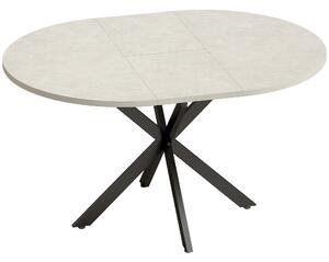 Tavolo Pranzo Allungabile 4-6 Posti 135x100x75 cm con Allunga a Farfalla e Base a X in MDF e Acciaio Grigio Cemento
