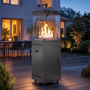 ZMH Riscaldatore a gas per terrazzo 13kW fungo riscaldante protezione anti‑ribaltamento fiamma regolabile mobile bombola 15kg balcone giardino