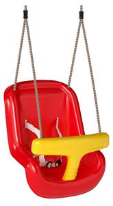AIYAPLAY Altalena per Bambini 9-36 mesi Regolabile con Corde e Moschettoni, in PE, 28x36x180 cm, Rossa e Gialla | Aosom Italy