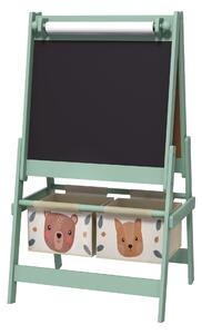 AIYAPLAY Lavagna per Bambini con Cavalletto 3 in 1 e 2 Contenitori, Età 3-8 anni, 54x46.5x93cm, Verde|Aosom