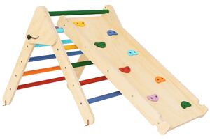 AIYAPLAY Gioco da Arrampicata con Triangolo e Pannello Scivolo ed Arrampicata, per Bambini 18-48 Mesi, Multicolore | Aosom Italy