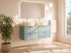 Mobile bagno sospeso con lavabo da appoggio rotondo Verde acqua L120 cm - AVORELI