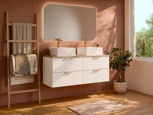 Mobile bagno sospeso con lavabo da appoggio quadrato Bianco L120 cm - AVORELI