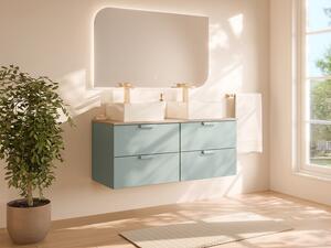 Mobile bagno sospeso con lavabo da appoggio quadrato Verde acqua L120 cm - AVORELI