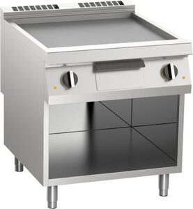 Piastra grill elettrica KBS, superficie liscia cromata, 10,8 kW, 2 zone di riscaldamento, base aperta