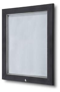 Bacheca per esterno certificata IP56 4xA4, alluminio antracite RAL7016, vetro temperato, apertura a ribalta