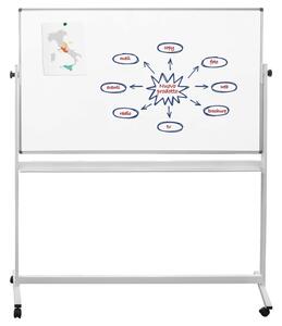 Lavagna Girevole Bifacciale 150x90 cm su Ruote, Doppia Superficie Acciaio Magnetica e Scrivibile