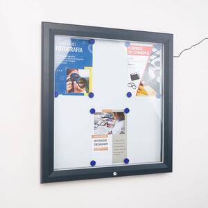 Bacheca da esterno con illuminazione LED, apertura a ribalta, formato 6xA4, struttura in alluminio antracite RAL 7016