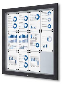 Bacheca per esterno certificata IP56 12xA4, alluminio antracite RAL7016, vetro temperato, apertura a ribalta