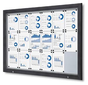 Bacheca per esterno certificata IP56 formato 18xA4 in alluminio, finitura antracite RAL7016, vetro temperato ESG