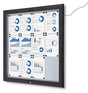 Bacheca per esterni LED 12xA4 antracite RAL7016, vetro temperato ESG, IP56, 89,8x94 cm