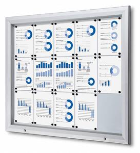 Bacheca per esterni con illuminazione LED, apertura a ribalta e pistoni a gas, formato 15xA4, 111,8x94 cm