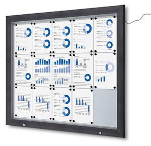 Bacheca da esterno con LED 15xA4, alluminio antracite RAL7016, vetro temperato, apertura a ribalta IP56
