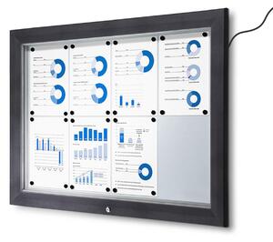 Bacheca da esterno con illuminazione LED, apertura a ribalta, formato 8xA4, finitura antracite RAL7016, 1025x760 mm
