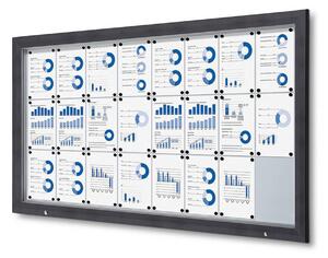 Bacheca per esterno certificata IP56, formato 24xA4, alluminio RAL7016 antracite, vetro temperato ESG, 177,8x94 cm