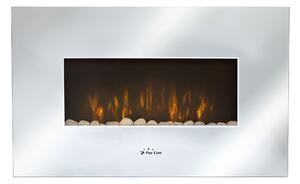 Caminetto elettrico a parete, 2000 W, design in vetro temperato con effetto specchio, incluso telecomando